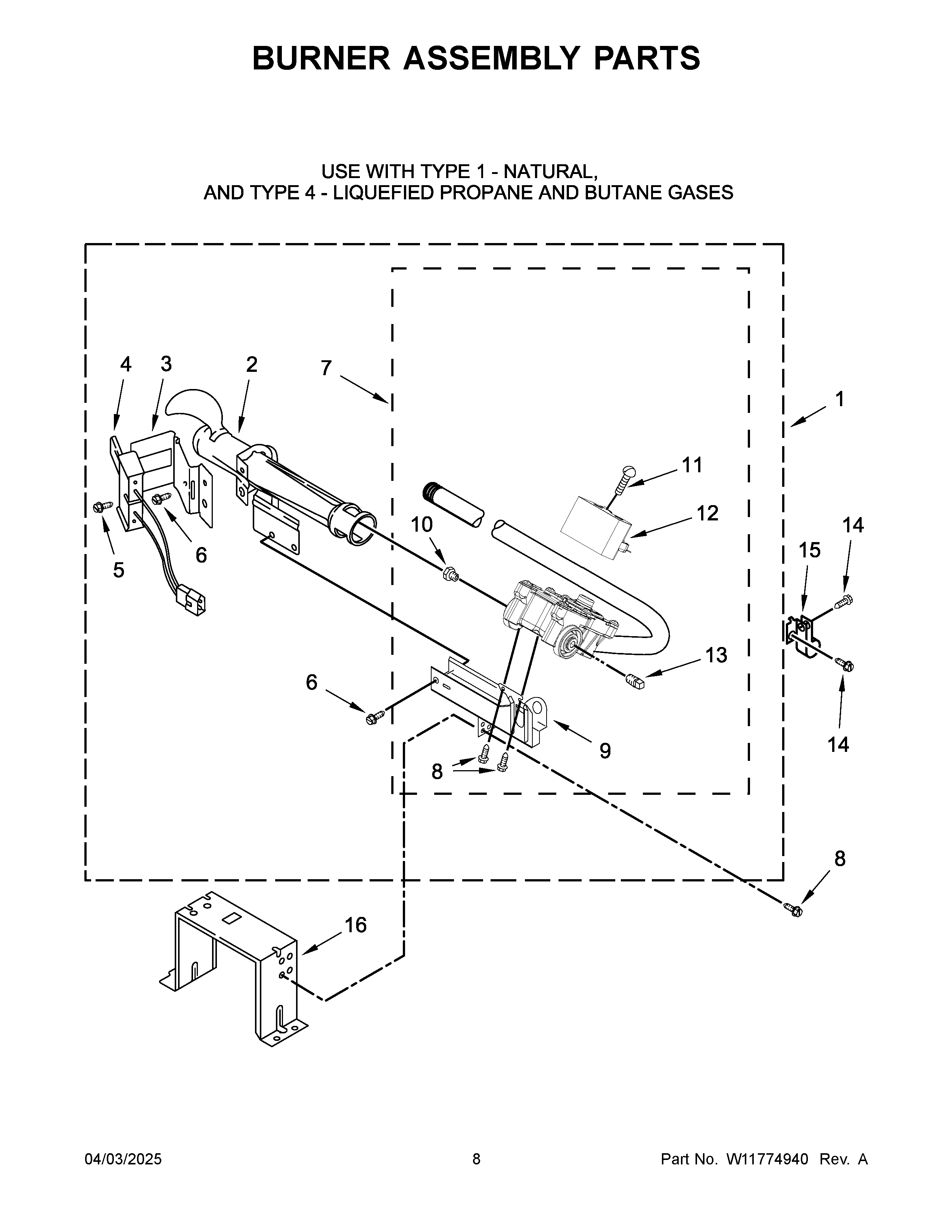Burner assembly parts