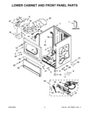 Lower cabinet and front panel parts