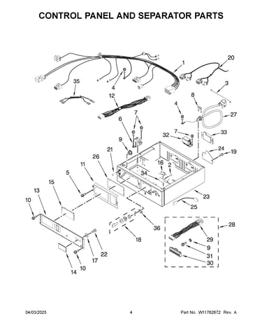 Control panel and separator parts