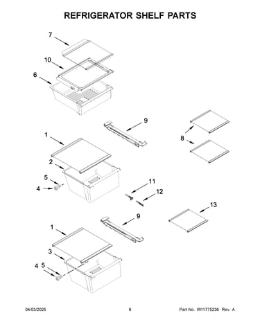 Refrigerator shelf parts