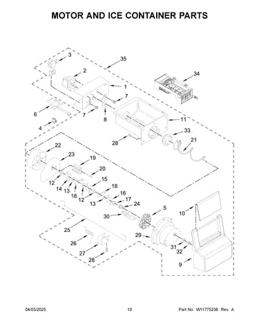 Motor and ice container parts