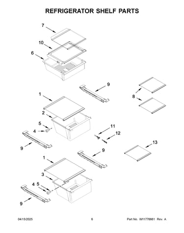 Refrigerator shelf parts