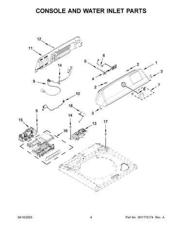 Console and water inlet parts