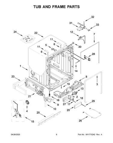 Tub and frame parts