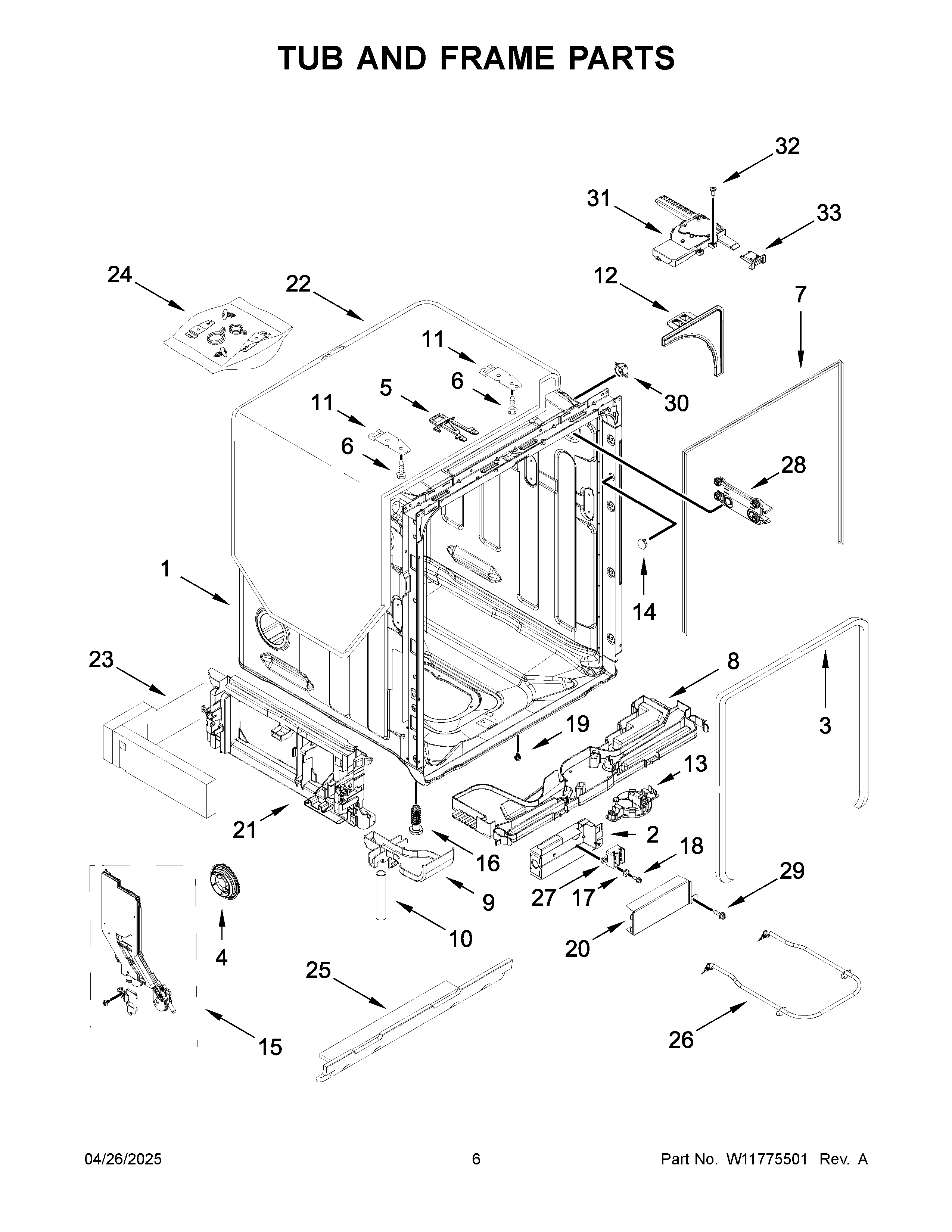 Tub and frame parts