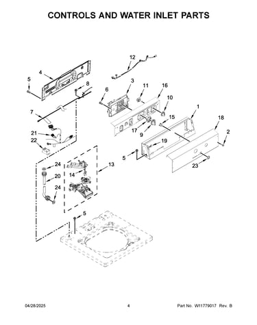 Controls and water inlet parts