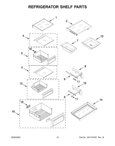 Refrigerator shelf parts