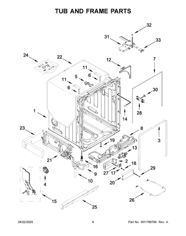 Tub and frame parts