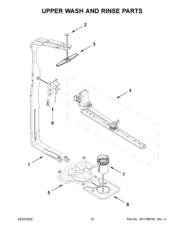 Upper wash and rinse parts