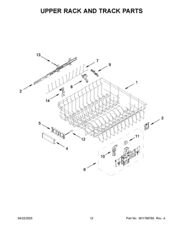 Upper rack and track parts