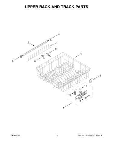 Upper rack and track parts