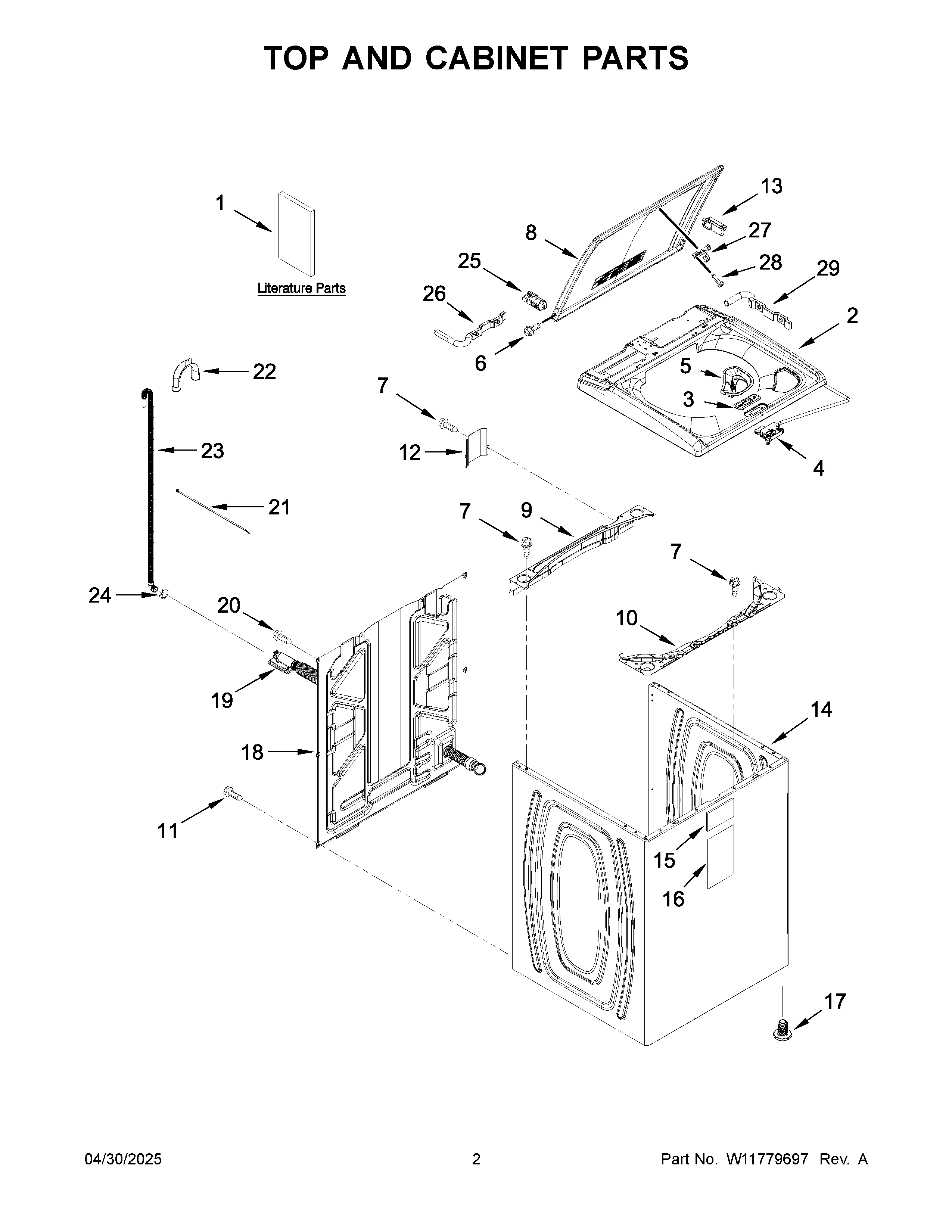 Top and cabinet parts