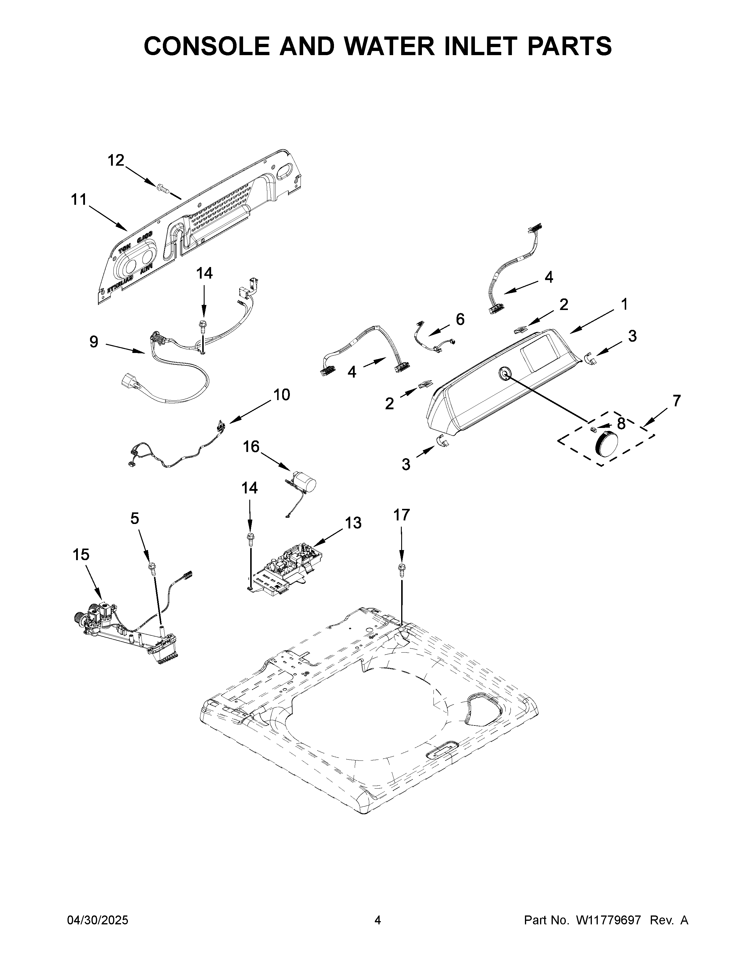 Console and water inlet parts