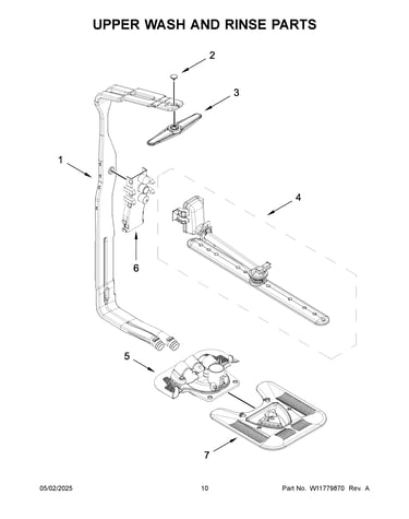 Upper wash and rinse parts