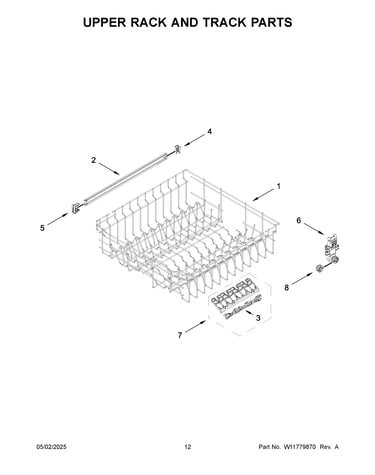 Upper rack and track parts