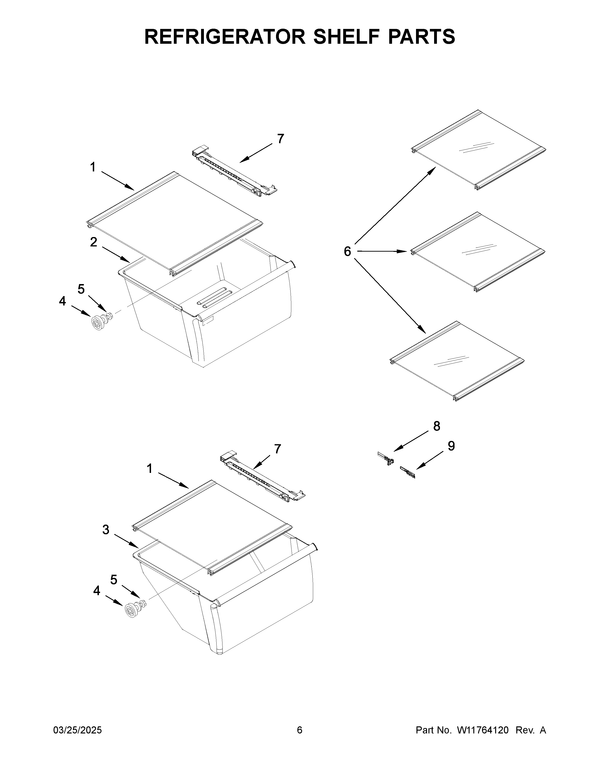 Refrigerator shelf parts