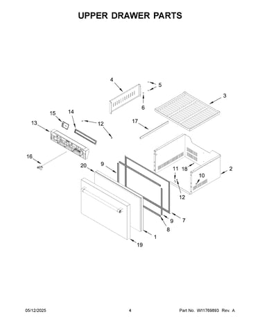 Upper drawer parts