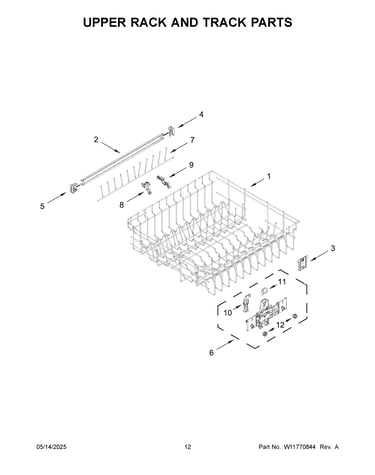 Upper rack and track parts