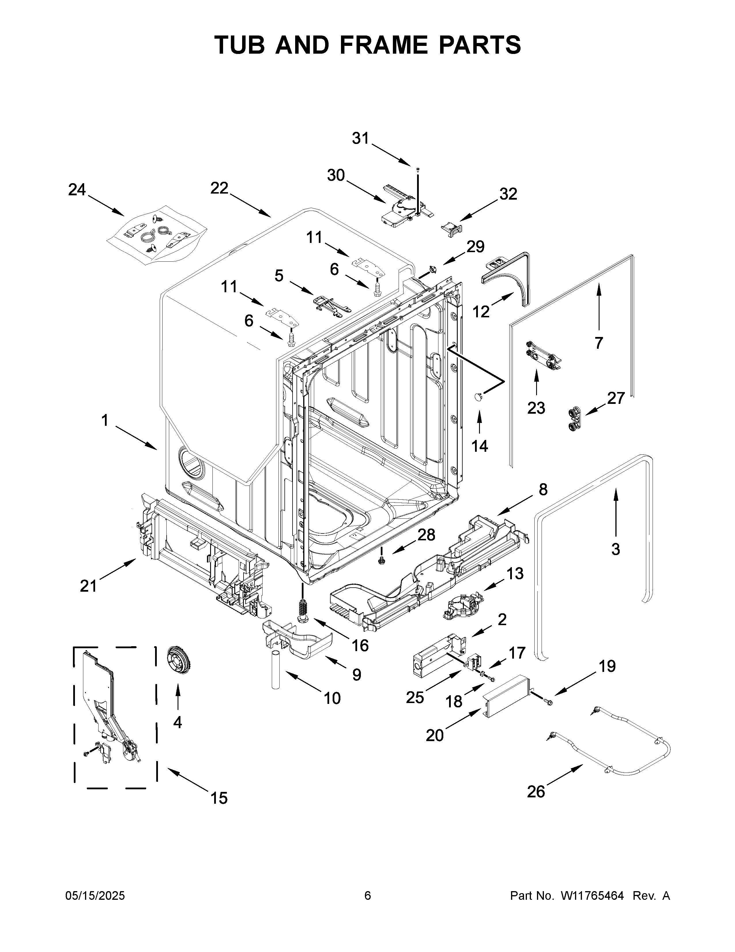 Tub and frame parts