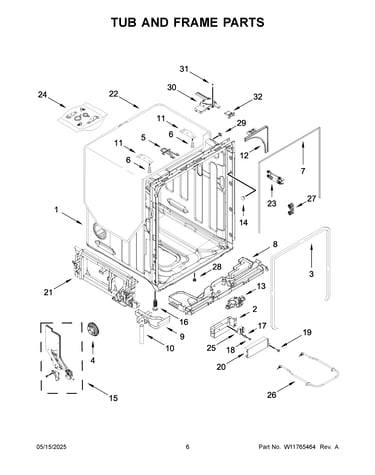 Tub and frame parts