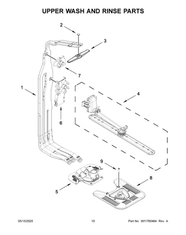 Upper wash and rinse parts