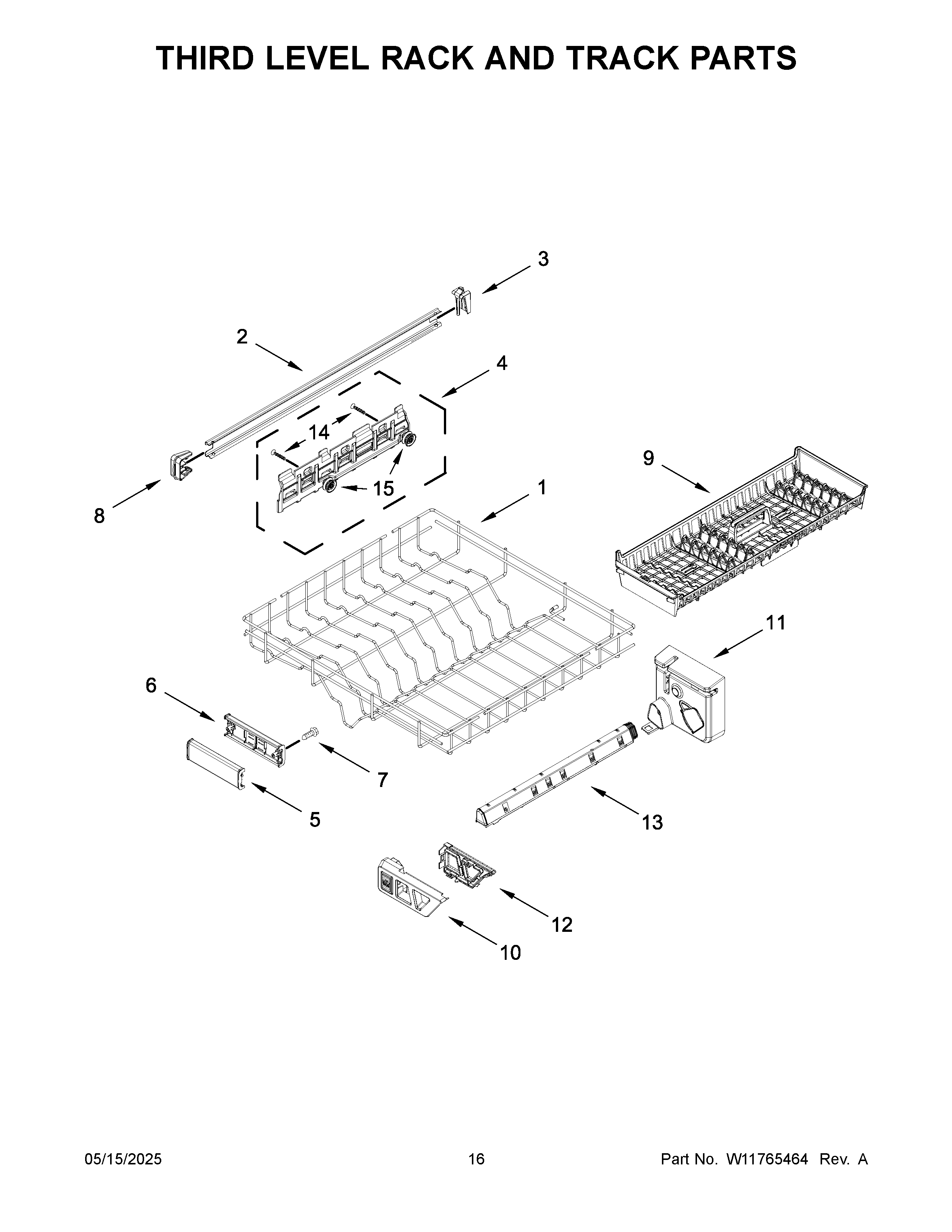 Third level rack and track parts