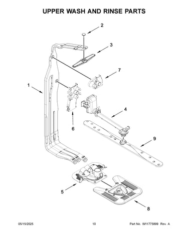 Upper wash and rinse parts