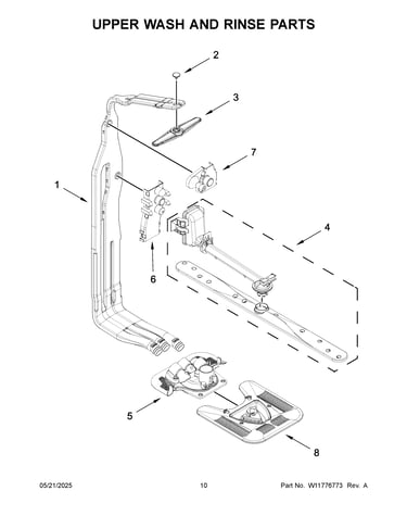 Upper wash and rinse parts