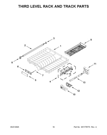 Third level rack and track parts