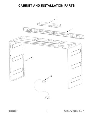 Cabinet and installation parts
