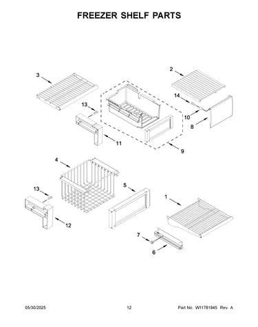 Freezer shelf parts