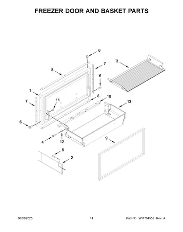 Freezer door and basket parts