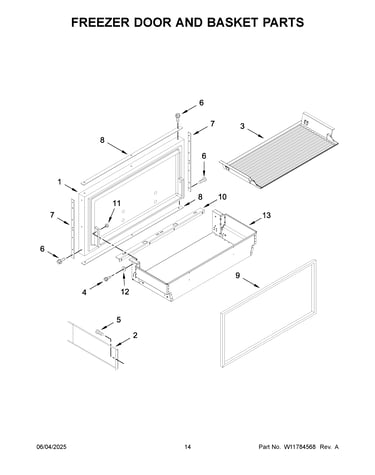 Freezer door and basket parts