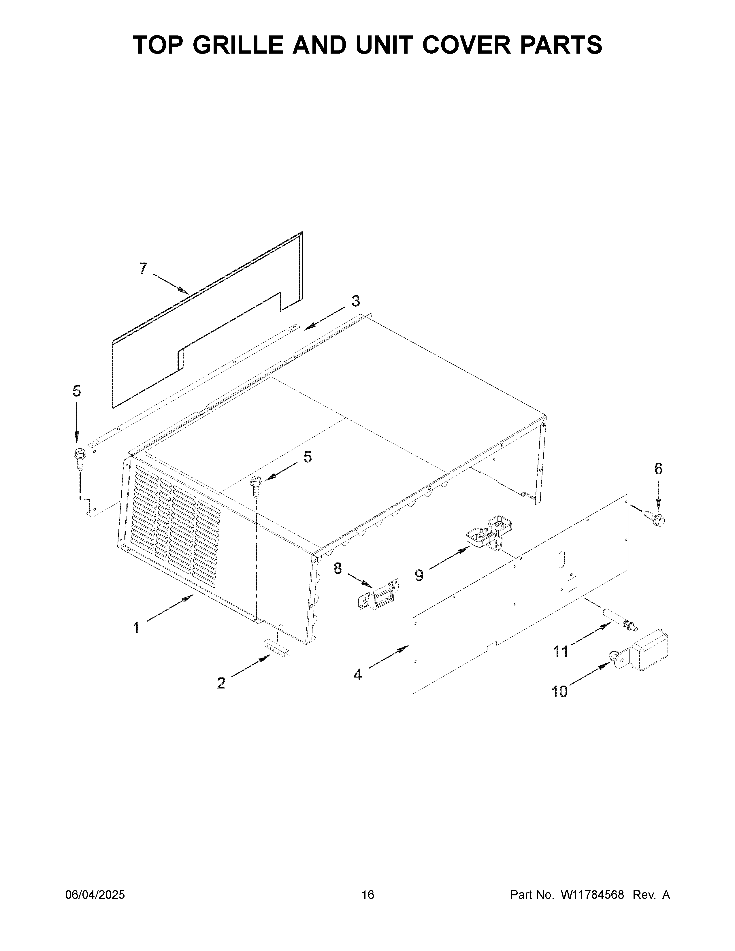 Top grille and unit cover parts