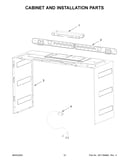 Cabinet and installation parts