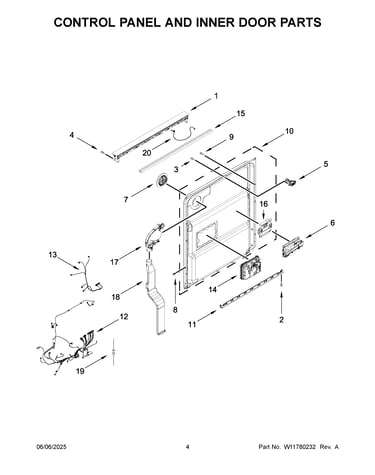 Control panel and inner door parts