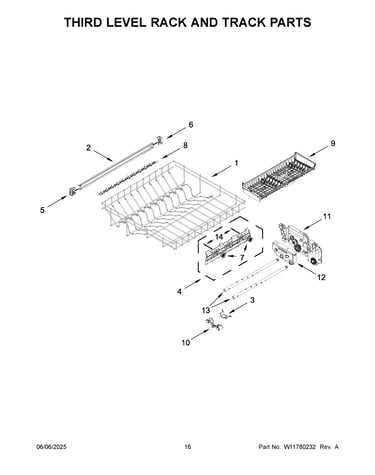 Third level rack and track parts