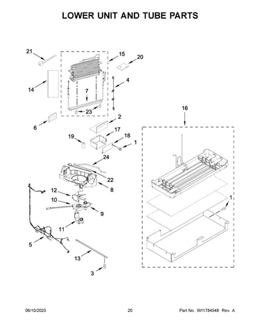 Lower unit and tube parts