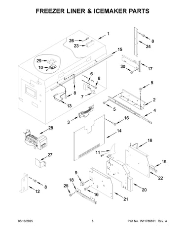 Freezer liner & icemaker parts