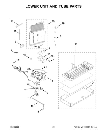 Lower unit and tube parts