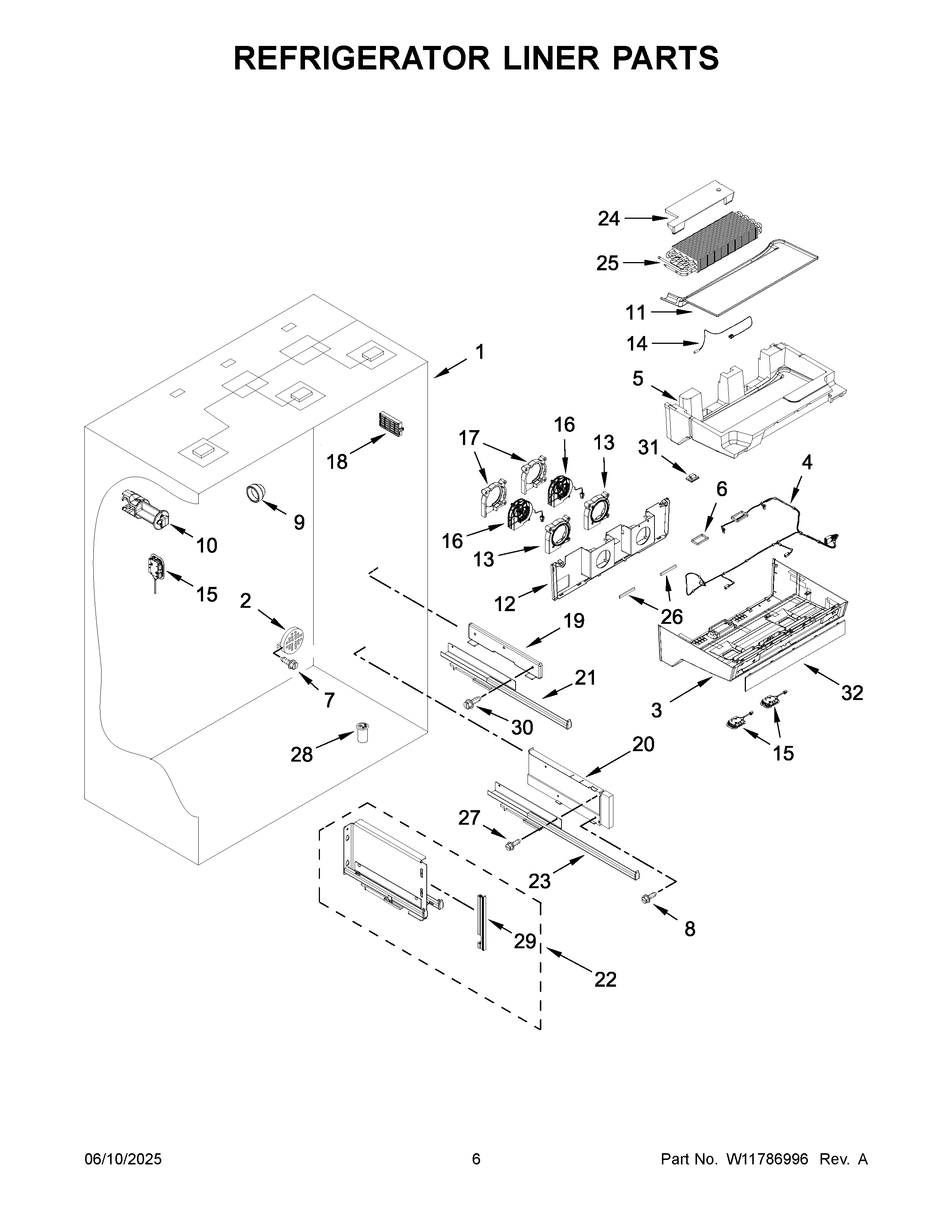 Refrigerator liner parts