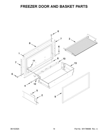 Freezer door and basket parts
