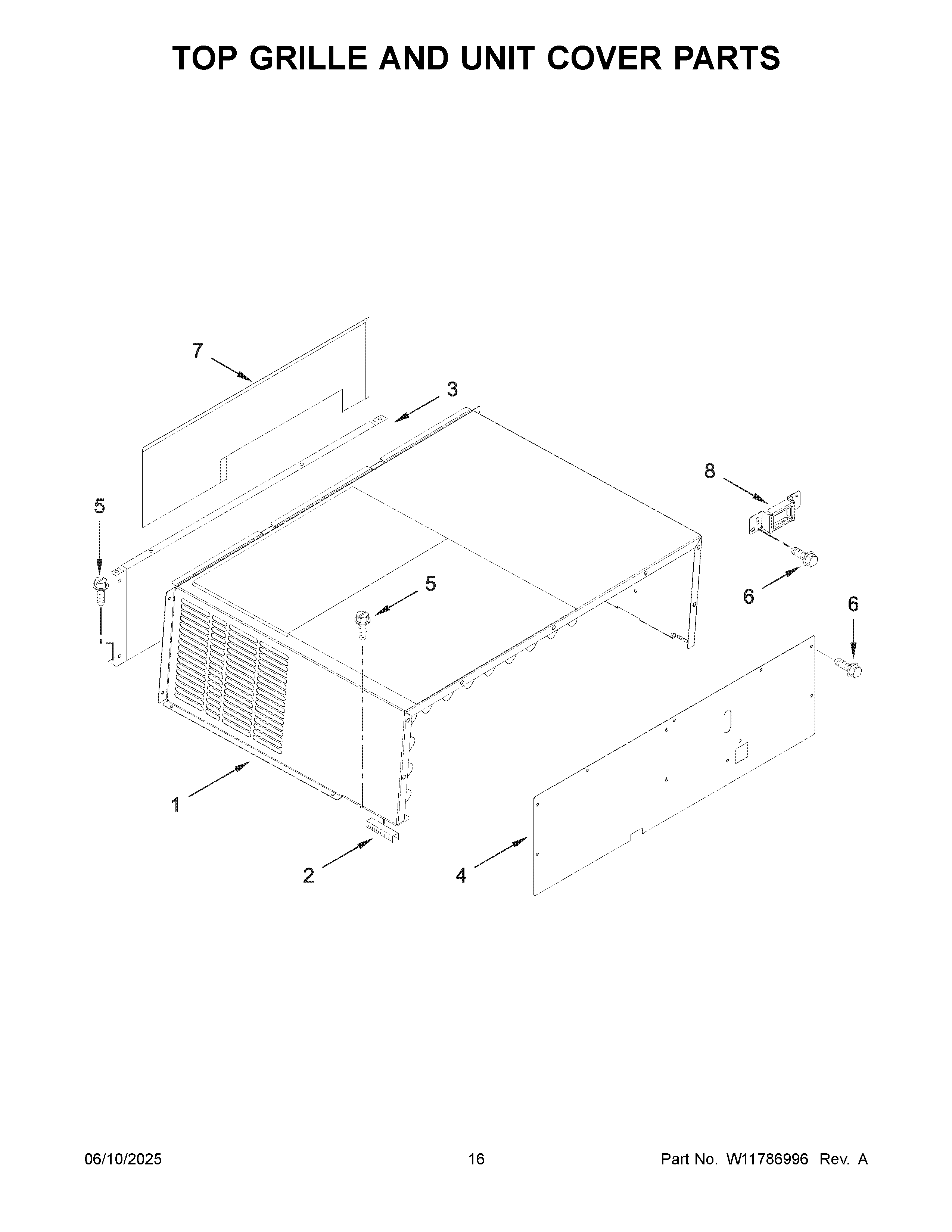 Top grille and unit cover parts