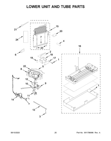 Lower unit and tube parts