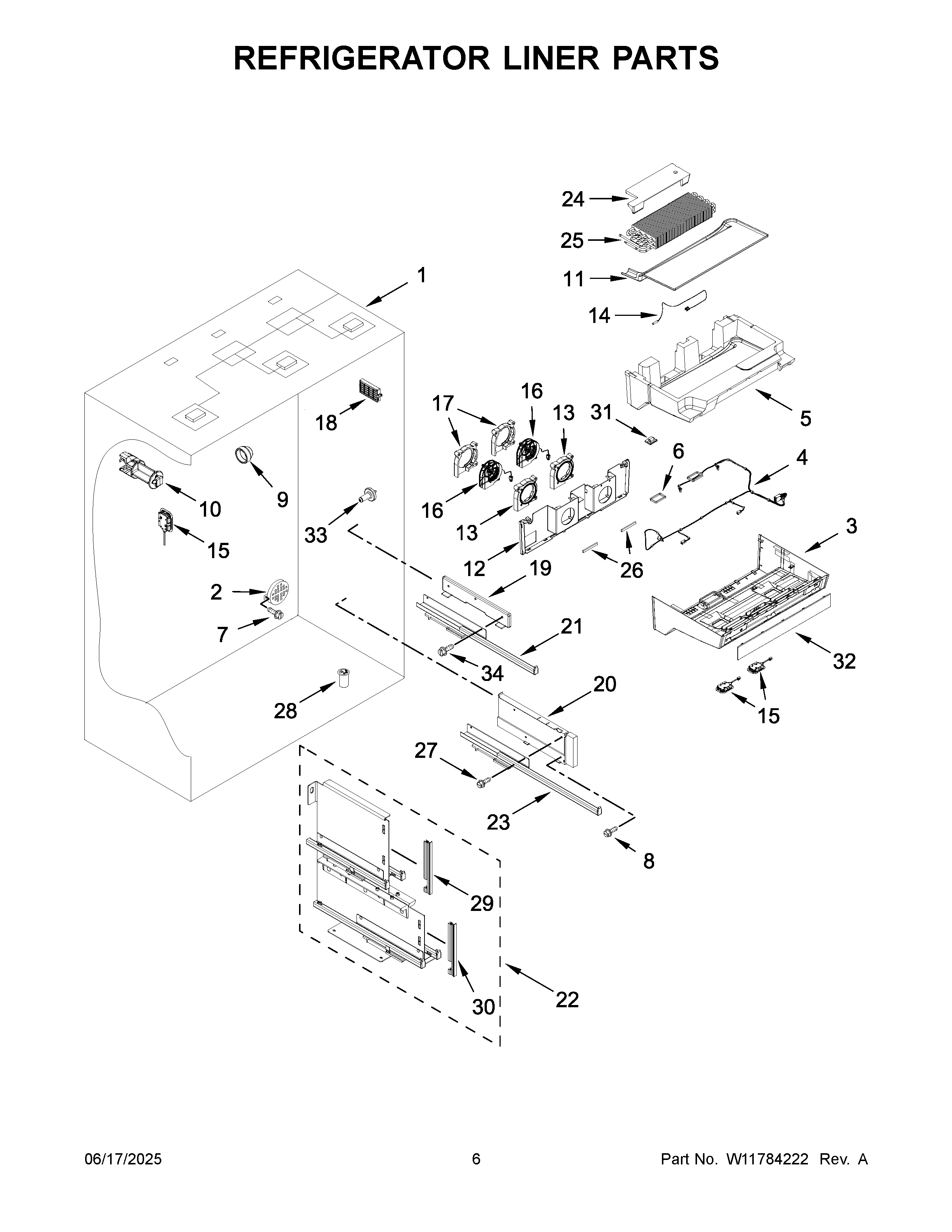 Refrigerator liner parts