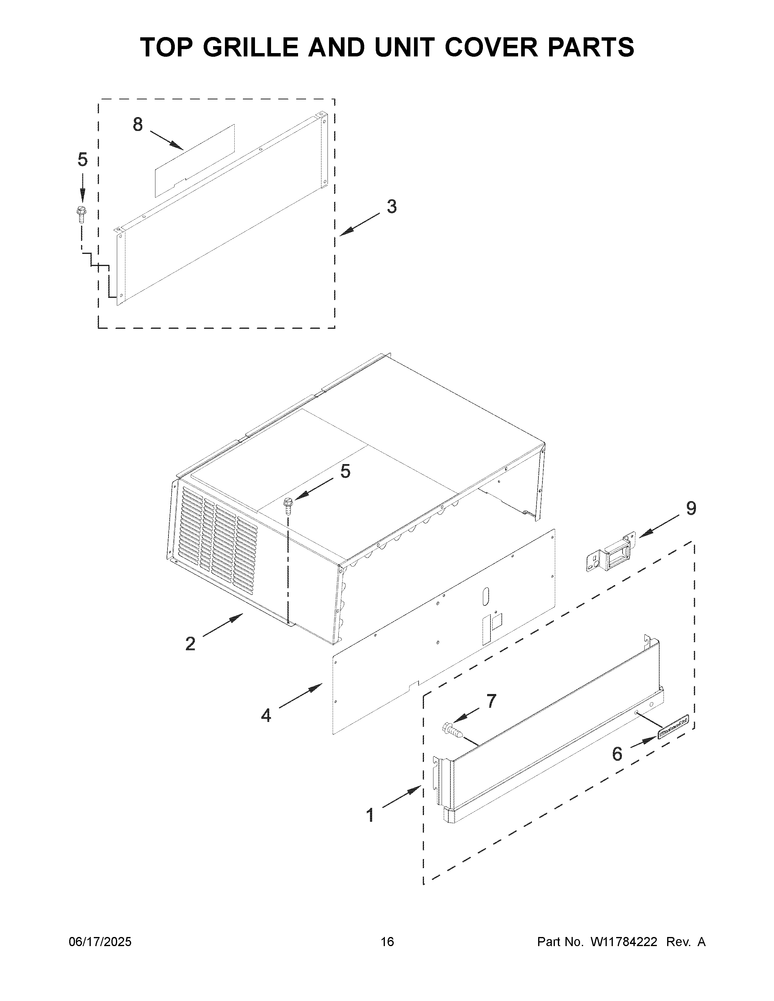Top grille and unit cover parts