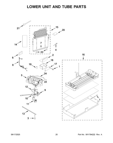 Lower unit and tube parts