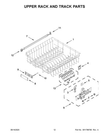 Upper rack and track parts