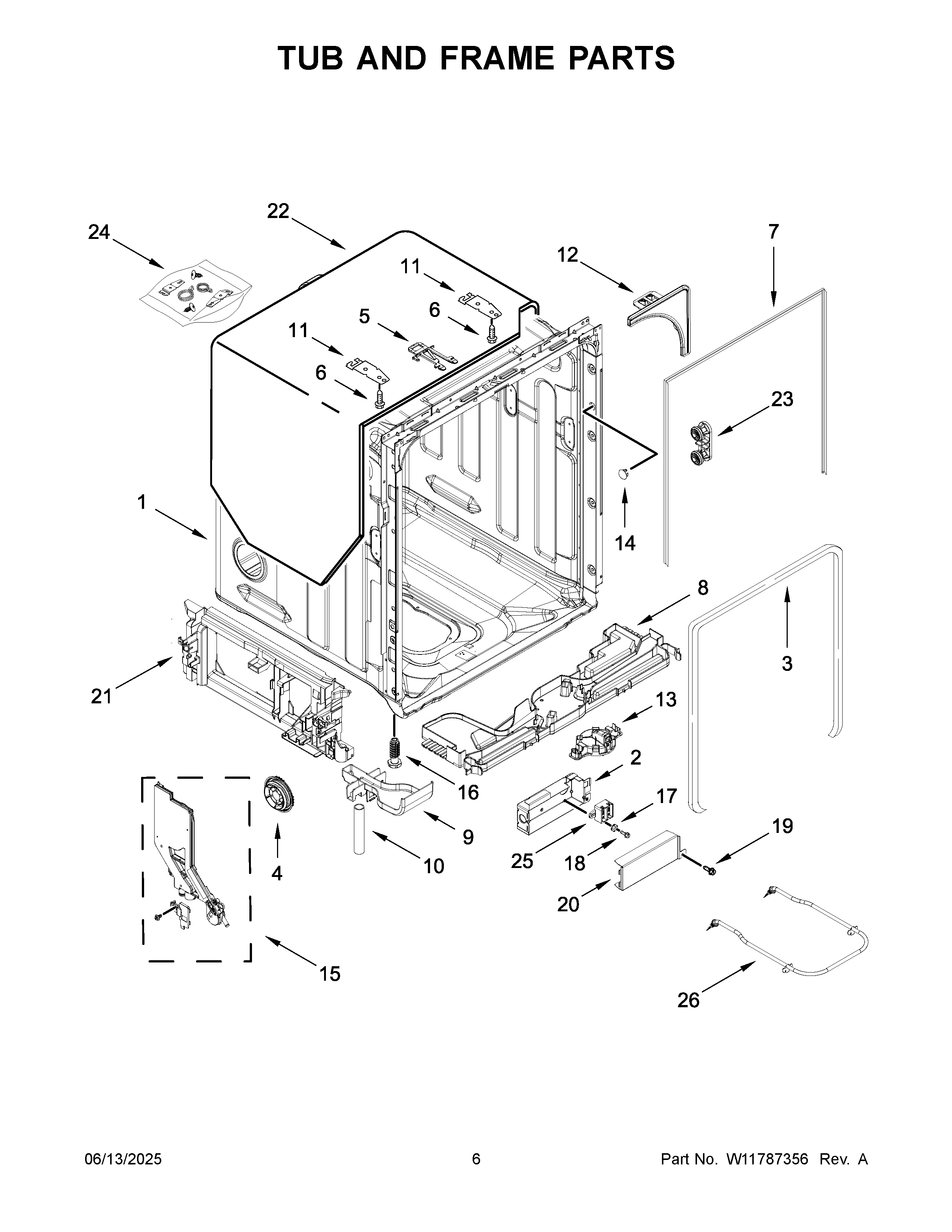 Tub and frame parts