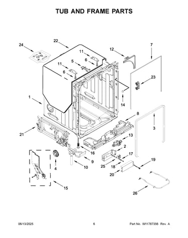 Tub and frame parts